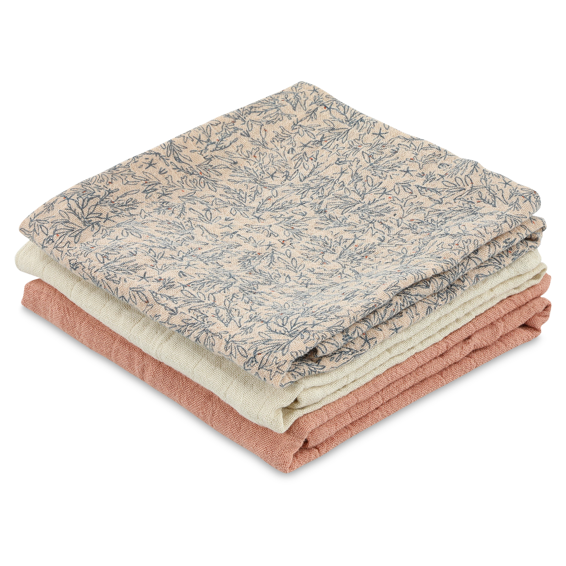 Mulltücher 3-pack mix | 55x55cm - Lovely Leaves 